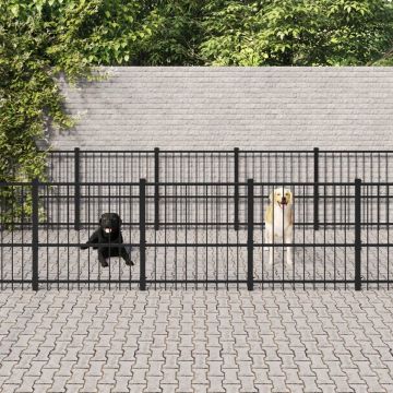 vidaXL Hondenkennel voor buiten 19,76 m² staal