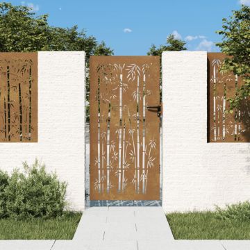 vidaXL Poort 85x175 cm bamboe-ontwerp cortenstaal