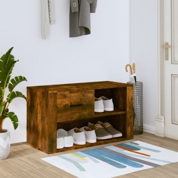 vidaXL Schoenenkast 80x35x45 cm bewerkt hout gerookt eikenkleurig