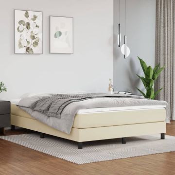 vidaXL Boxspringframe kunstleer crèmekleurig 140x200 cm