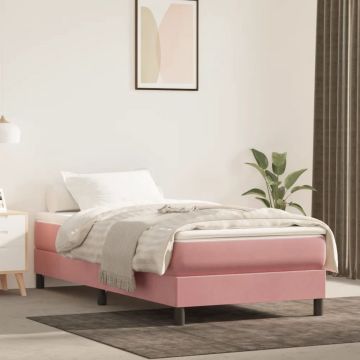 vidaXL Boxspringframe fluweel roze 90x200 cm