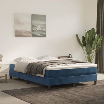 vidaXL Boxspringframe fluweel donkerblauw 140x190 cm