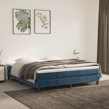 vidaXL Boxspringframe fluweel donkerblauw 180x200 cm