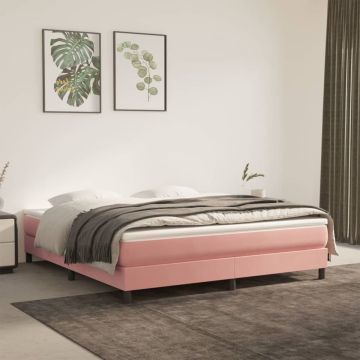 vidaXL Boxspringframe fluweel roze 180x200 cm