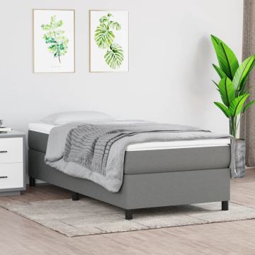 vidaXL Boxspringframe stof donkergrijs 90x200 cm