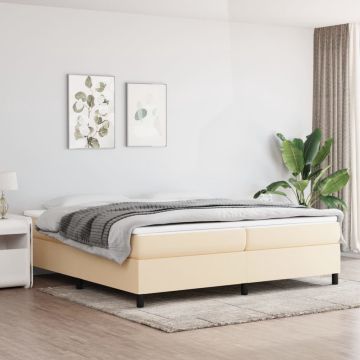 vidaXL Boxspringframe stof crèmekleurig 200x200 cm