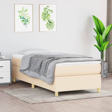 vidaXL Boxspringframe stof crème 100x200 cm