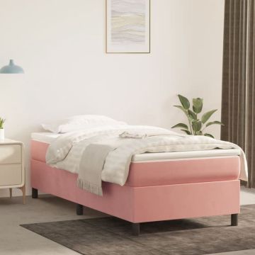 vidaXL Boxspringframe fluweel roze 90x190 cm