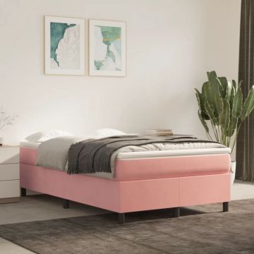 vidaXL Boxspringframe fluweel roze 120x200 cm