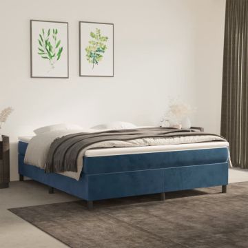 vidaXL Boxspringframe fluweel donkerblauw 160x200 cm