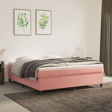 vidaXL Boxspringframe fluweel roze 180x200 cm