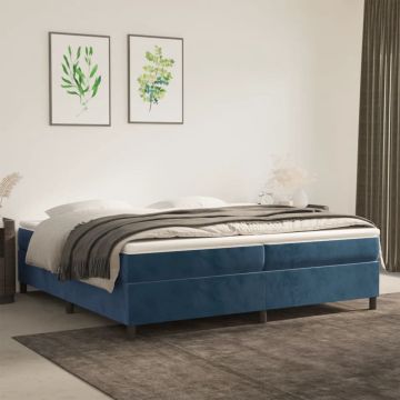 vidaXL Boxspringframe fluweel donkerblauw 200x200 cm