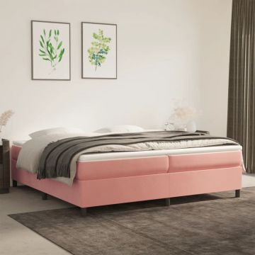 vidaXL Boxspringframe fluweel roze 200x200 cm