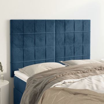 vidaXL Hoofdborden 4 st 72x5x78/88 cm fluweel donkerblauw