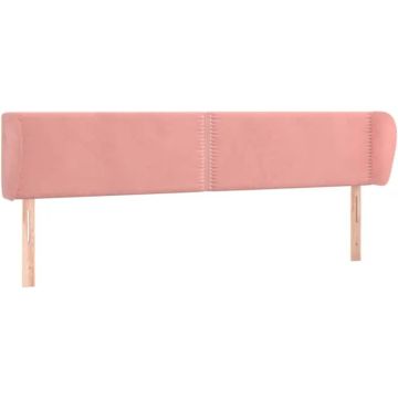 vidaXL Hoofdbord met randen 163x23x78/88 cm fluweel roze