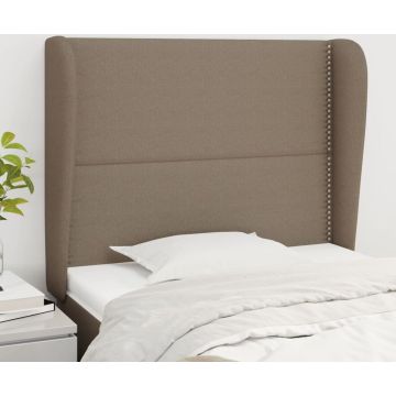 vidaXL Hoofdbord met randen 93x23x118/128 cm stof taupe