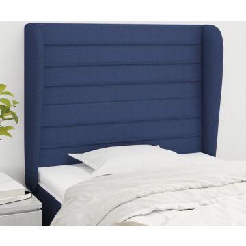 vidaXL Hoofdbord met randen 93x23x118/128 cm stof blauw