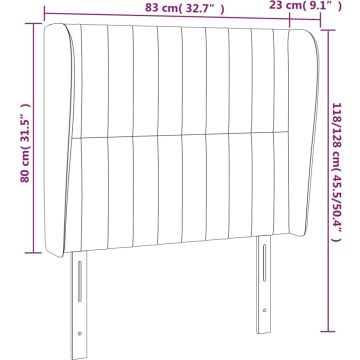 vidaXL Hoofdbord met randen 83x23x118/128 cm stof donkergrijs