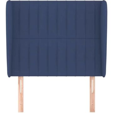 vidaXL Hoofdbord met randen 83x23x118/128 cm stof blauw