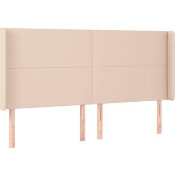 vidaXL Hoofdbord met randen 183x16x118/128cm kunstleer cappuccinokleur