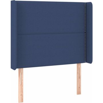 vidaXL Hoofdbord met randen 93x16x118/128 cm stof blauw