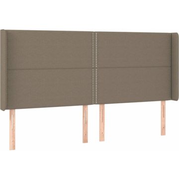 vidaXL Hoofdbord met randen 203x16x118/128 cm stof taupe