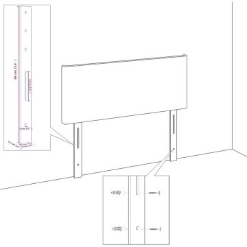 vidaXL Hoofdbord met randen 93x16x118/128 cm fluweel donkerblauw