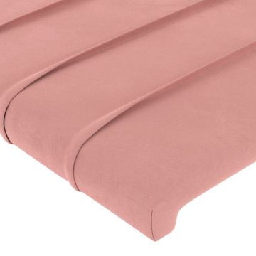 vidaXL Hoofdbord met randen 93x16x118/128 cm fluweel roze