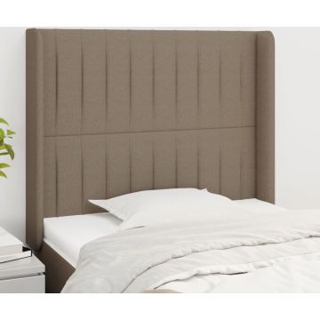 vidaXL Hoofdbord met randen 93x16x118/128 cm stof taupe