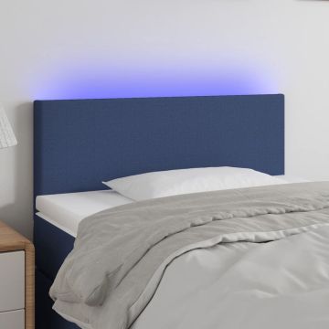 vidaXL Hoofdbord LED 100x5x78/88 cm stof blauw