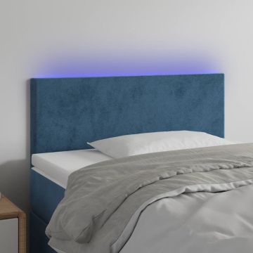 vidaXL Hoofdbord LED 80x5x78/88 cm fluweel donkerblauw