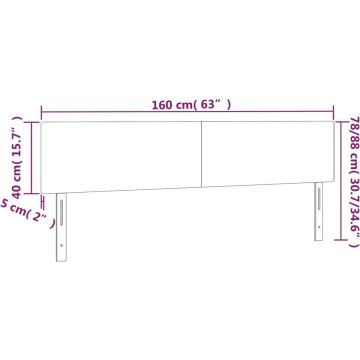 vidaXL Hoofdbord LED 160x5x78/88 cm kunstleer cappuccinokleurig