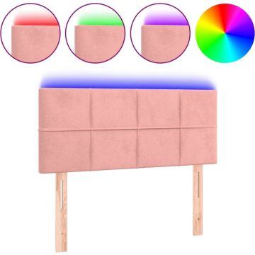 vidaXL Hoofdbord LED 90x5x78/88 cm fluweel roze