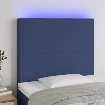 vidaXL Hoofdbord LED 90x5x118/128 cm stof blauw