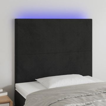 vidaXL Hoofdbord LED 90x5x118/128 cm fluweel zwart