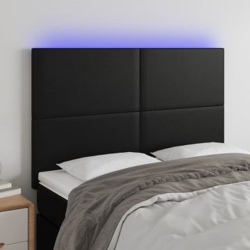 vidaXL Hoofdbord LED 144x5x118/128 cm kunstleer zwart