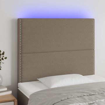 vidaXL Hoofdbord LED 80x5x118/128 cm stof taupe