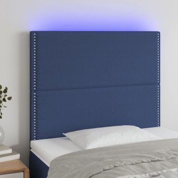 vidaXL Hoofdbord LED 80x5x118/128 cm stof blauw