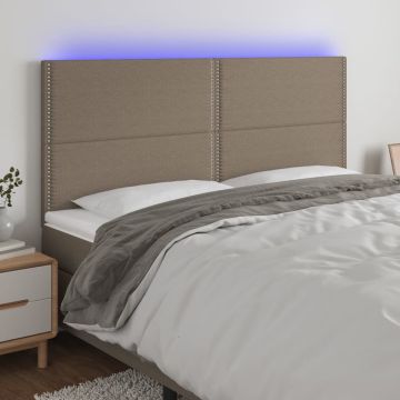 vidaXL Hoofdbord LED 160x5x118/128 cm stof taupe