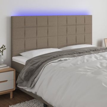 vidaXL Hoofdbord LED 200x5x118/128 cm stof taupe