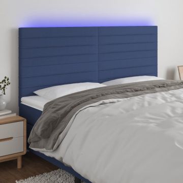 vidaXL Hoofdbord LED 160x5x118/128 cm stof blauw