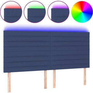 vidaXL Hoofdbord LED 180x5x118/128 cm stof blauw