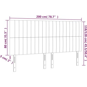 vidaXL Hoofdbord LED 200x5x118/128 cm stof zwart