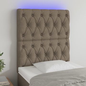 vidaXL Hoofdbord LED 80x7x118/128 cm stof taupe