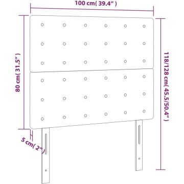 vidaXL Hoofdbord LED 100x5x118/128 cm stof donkerbruin