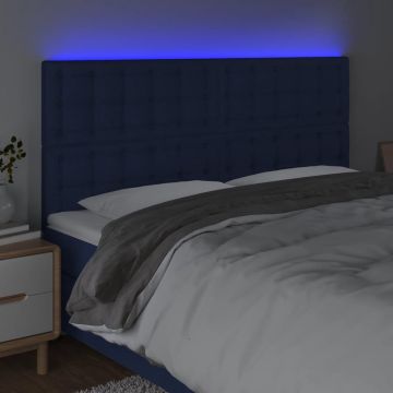 vidaXL Hoofdbord LED 160x5x118/128 cm stof blauw