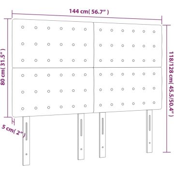 vidaXL Hoofdbord LED 144x5x118/128 cm fluweel donkergroen