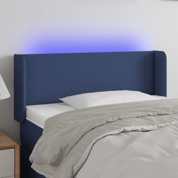 vidaXL Hoofdbord LED 83x16x78/88 cm stof blauw