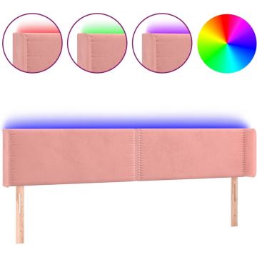 vidaXL Hoofdbord LED 183x16x78/88 cm fluweel roze