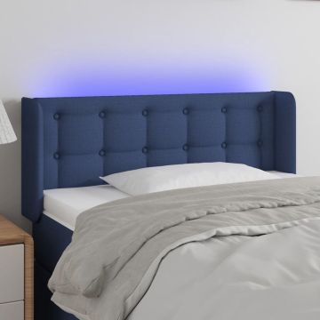 vidaXL Hoofdbord LED 83x16x78/88 cm stof blauw